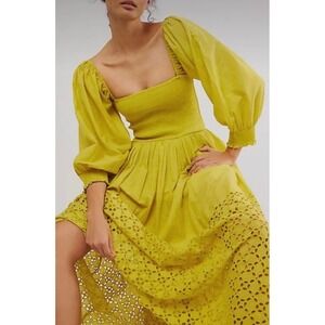 Free People Perfect Storm Midi Dress in Chartreuse Size XS/S